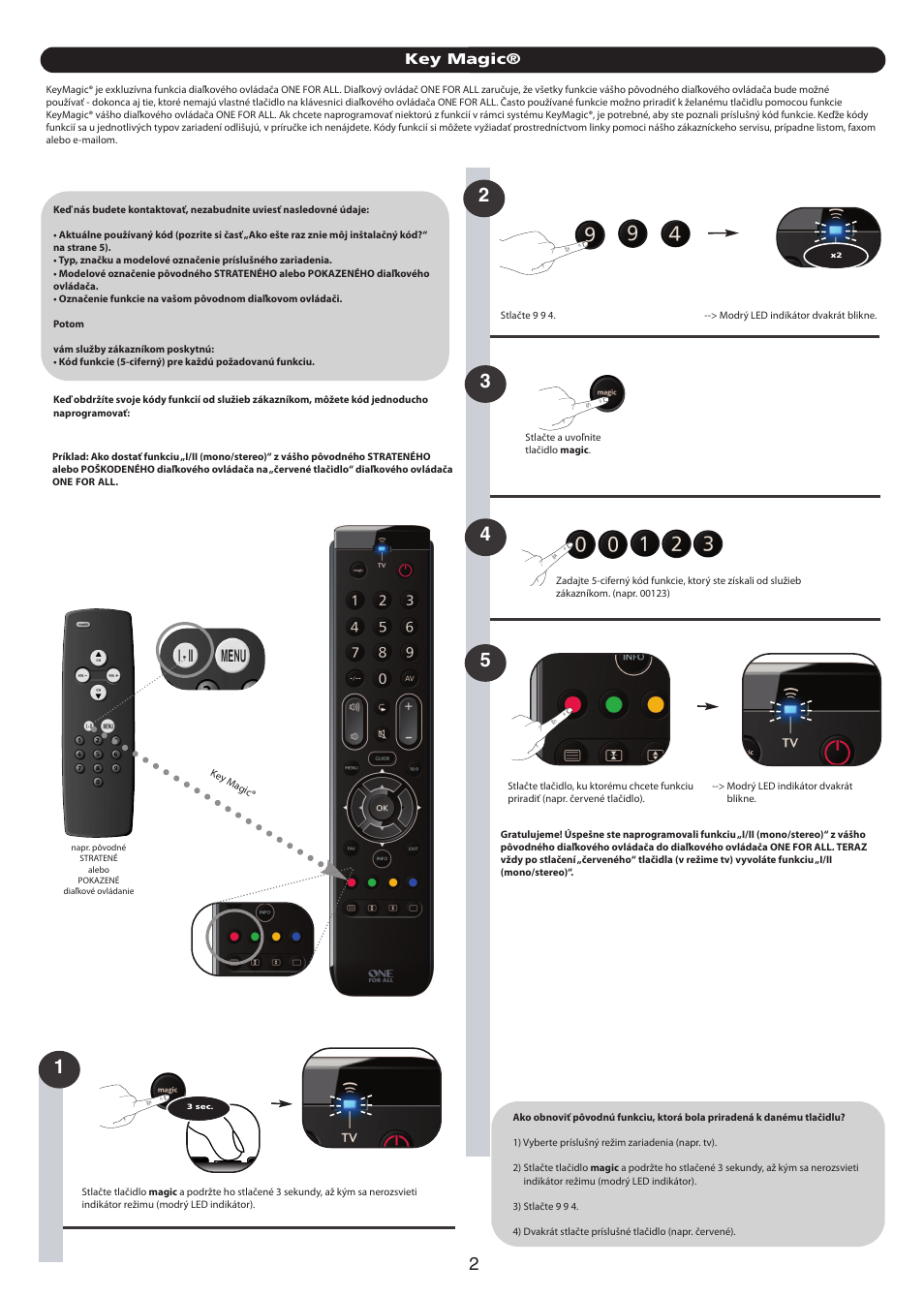 Key magic | One for All URC 7110 Essence TV User Manual | Page 108 / 146