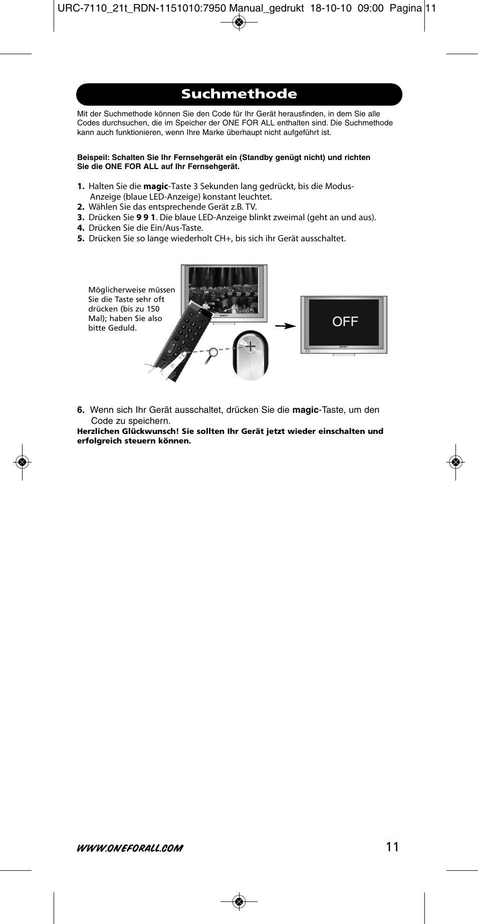 Off suchmethode | One for All URC 7110 Essence TV User Manual | Page 12 / 146