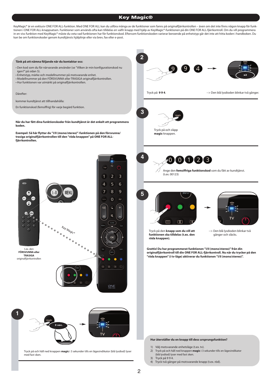 Key magic | One for All URC 7110 Essence TV User Manual | Page 120 / 146