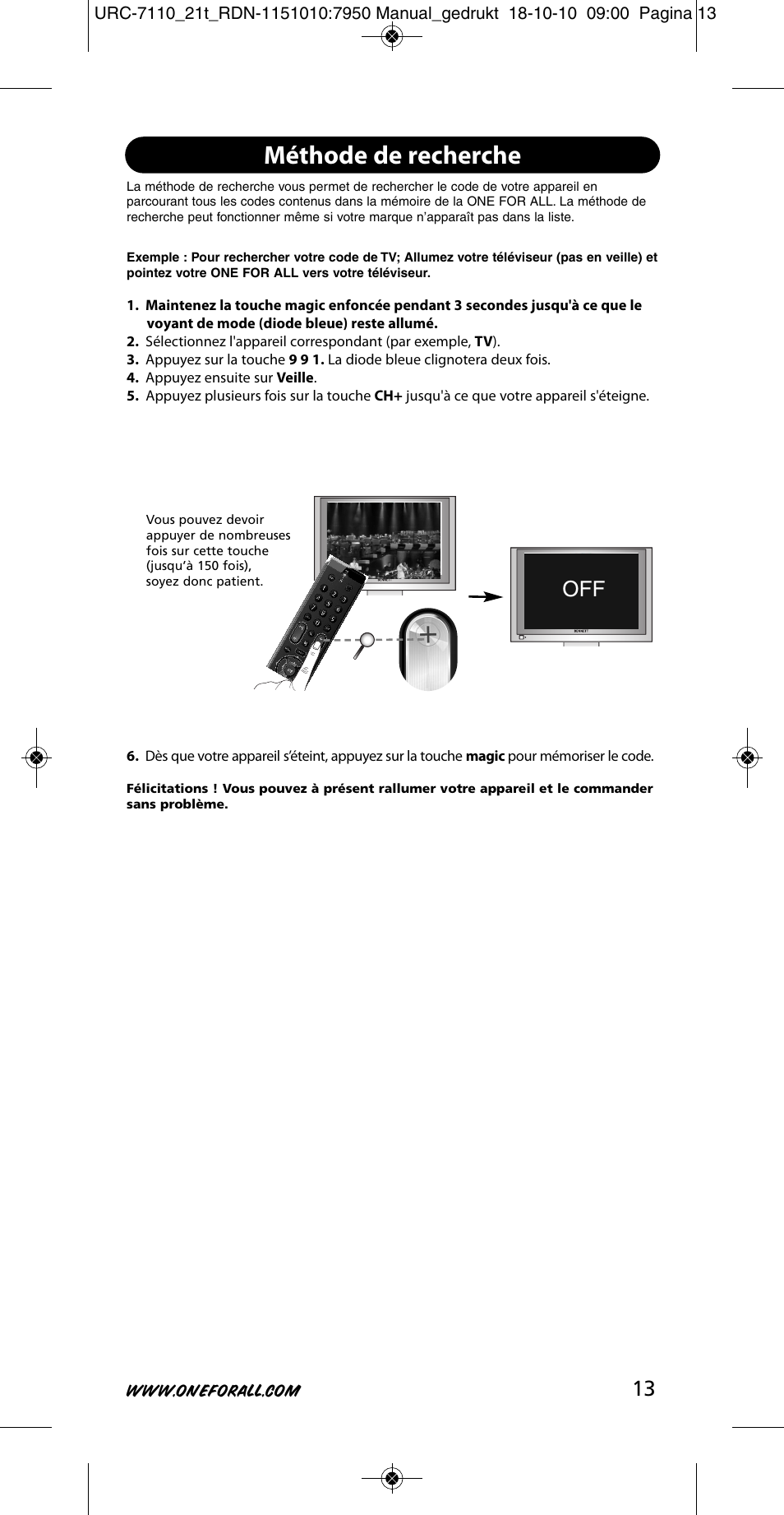 Méthode de recherche | One for All URC 7110 Essence TV User Manual | Page 14 / 146