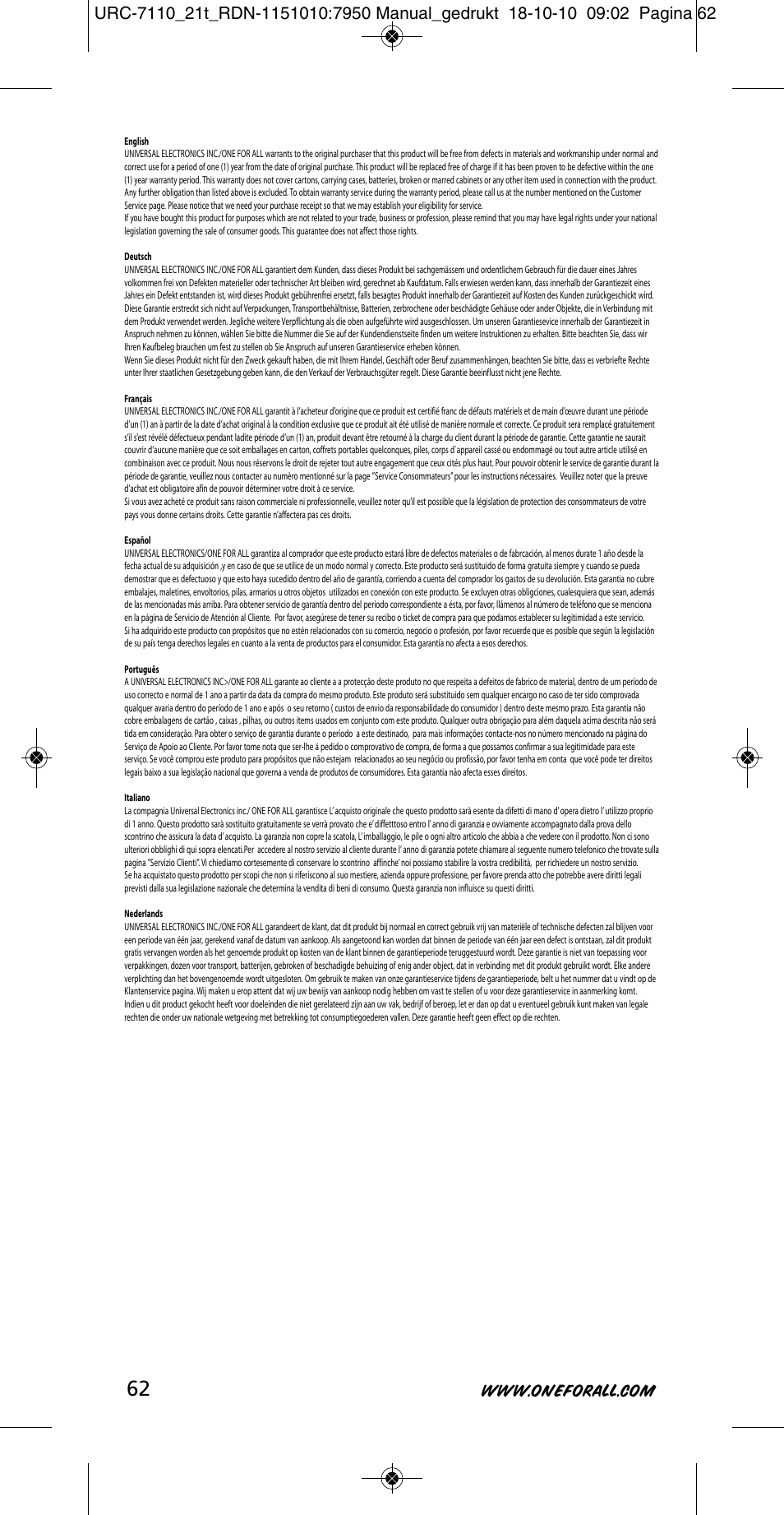 One for All URC 7110 Essence TV User Manual | Page 63 / 146