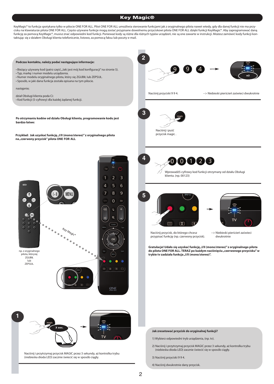 Key magic | One for All URC 7110 Essence TV User Manual | Page 96 / 146