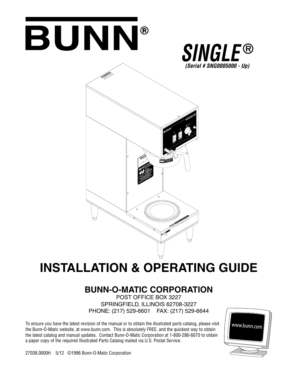 Bunn -Omatic 270380000H User Manual | 7 pages