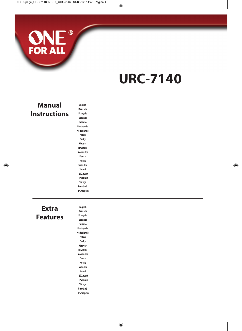 One for All URC 7140 Essence 4 User Manual | 218 pages