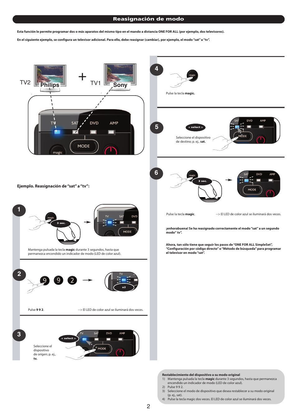 Philips sony tv1 tv2 | One for All URC 7140 Essence 4 User Manual | Page 130 / 218