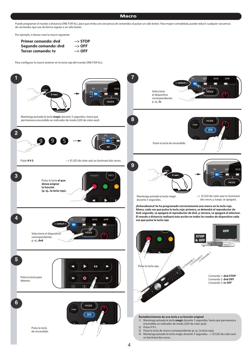 Macro | One for All URC 7140 Essence 4 User Manual | Page 132 / 218