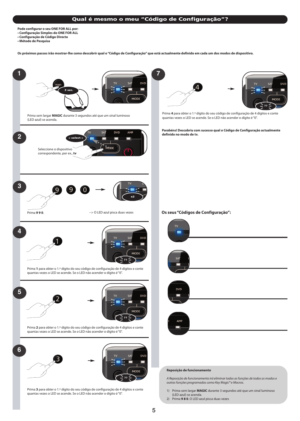 Qual é mesmo o meu “código de configuração | One for All URC 7140 Essence 4 User Manual | Page 143 / 218