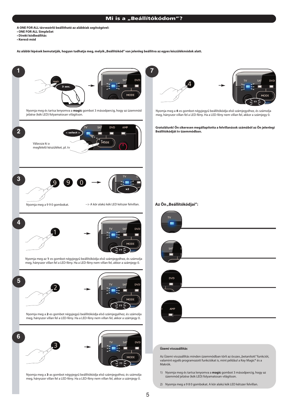 Mi is a „beállítókódom | One for All URC 7140 Essence 4 User Manual | Page 158 / 218