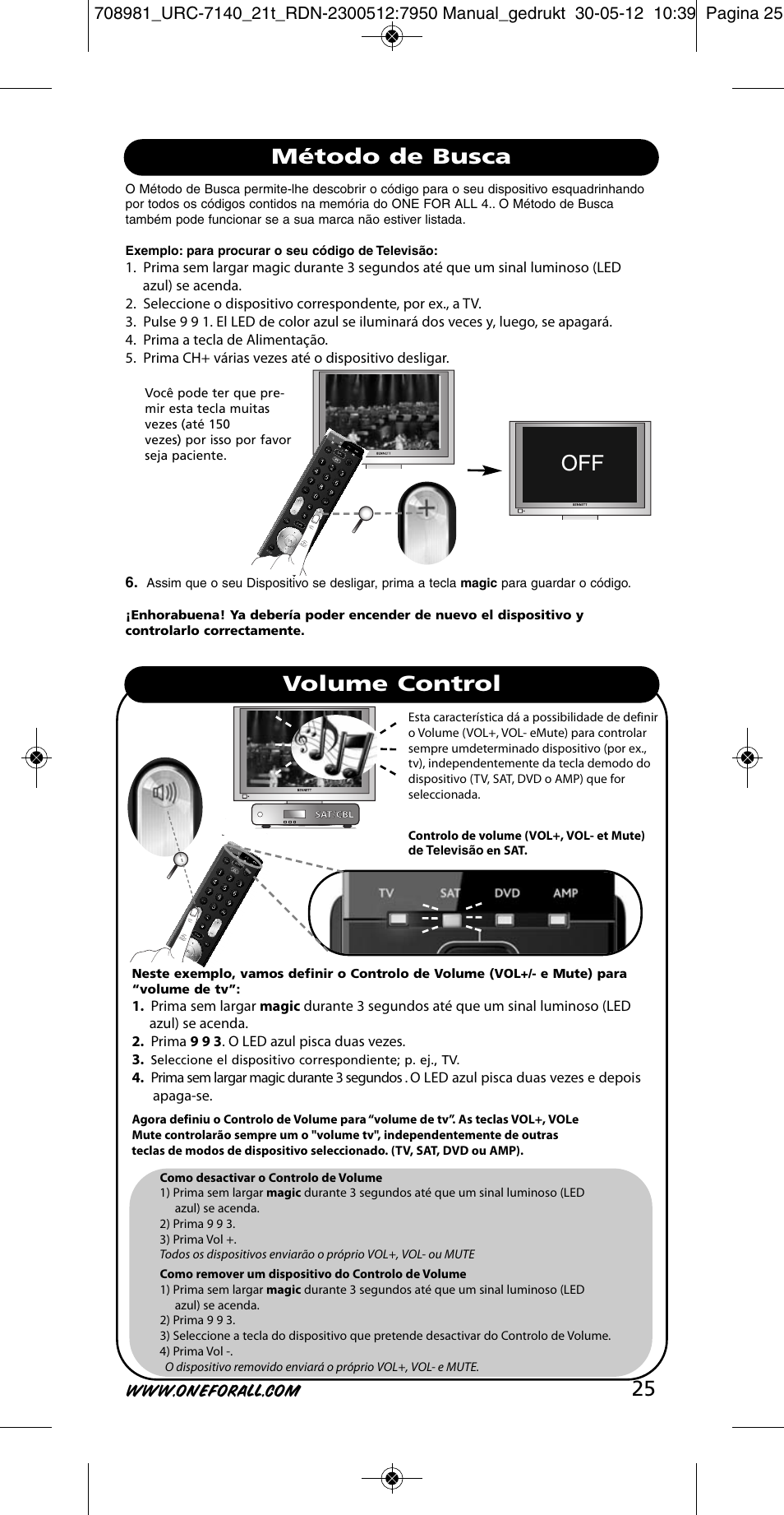 Método de busca volume control | One for All URC 7140 Essence 4 User Manual | Page 26 / 218