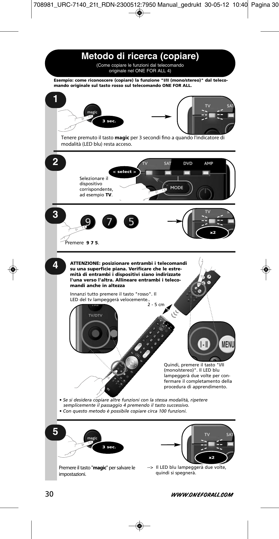 Metodo di ricerca (copiare) | One for All URC 7140 Essence 4 User Manual | Page 31 / 218