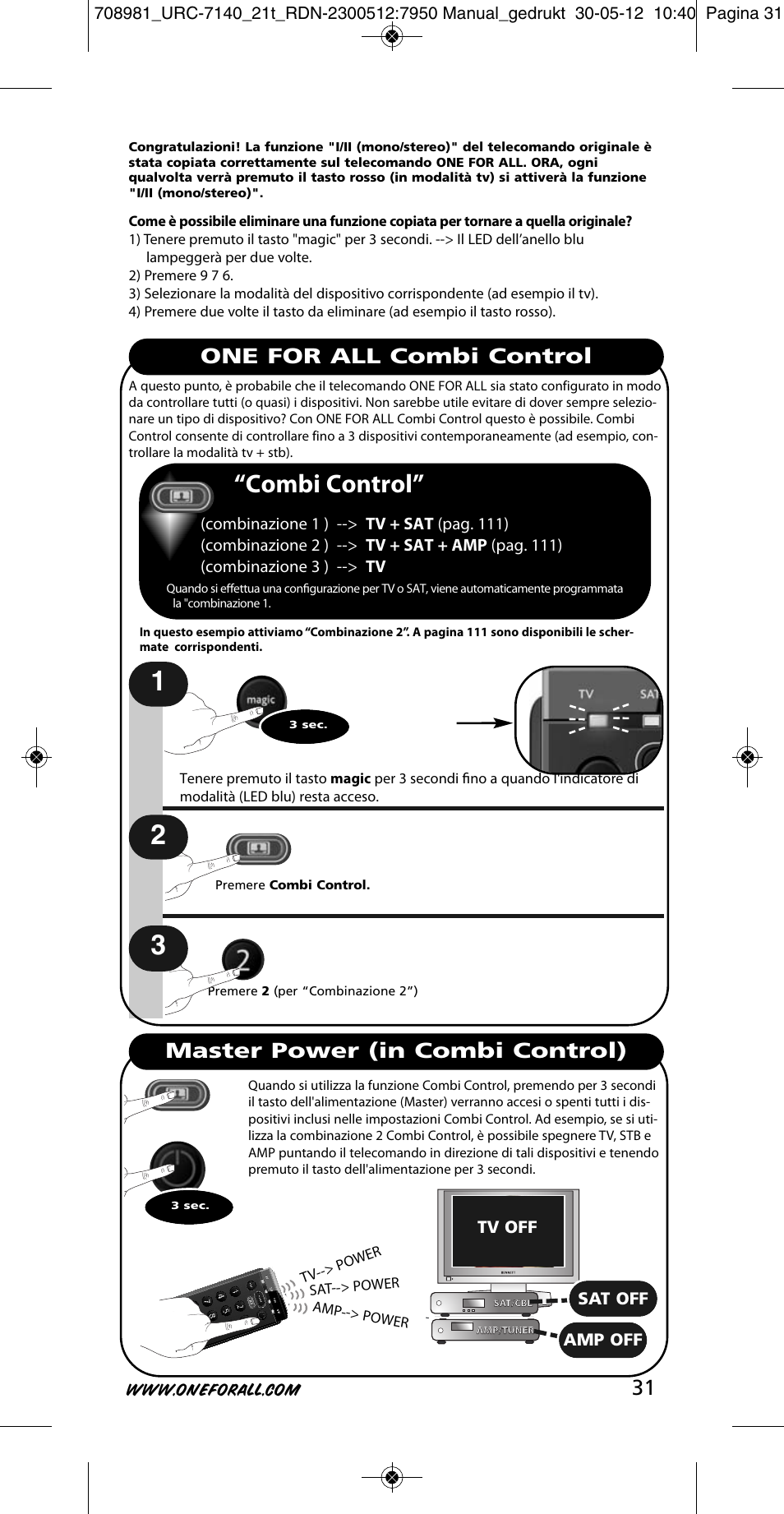 Combi control | One for All URC 7140 Essence 4 User Manual | Page 32 / 218