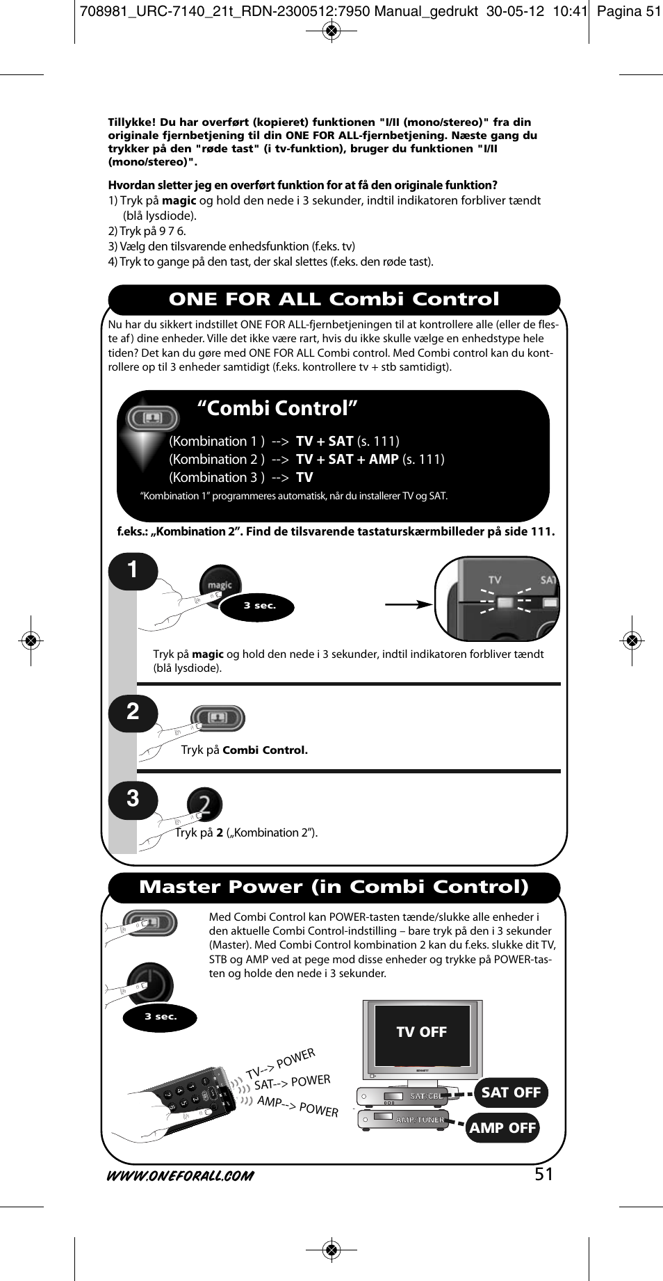 Combi control | One for All URC 7140 Essence 4 User Manual | Page 52 / 218