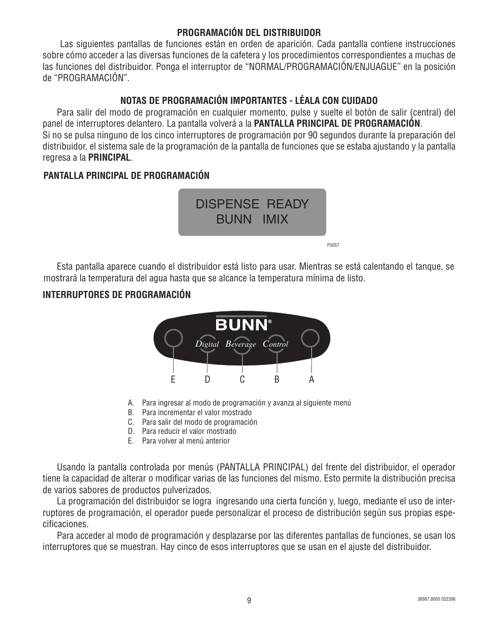 Dispense ready bunn imix | Bunn IMIX 5S+A User Manual | Page 9 / 13