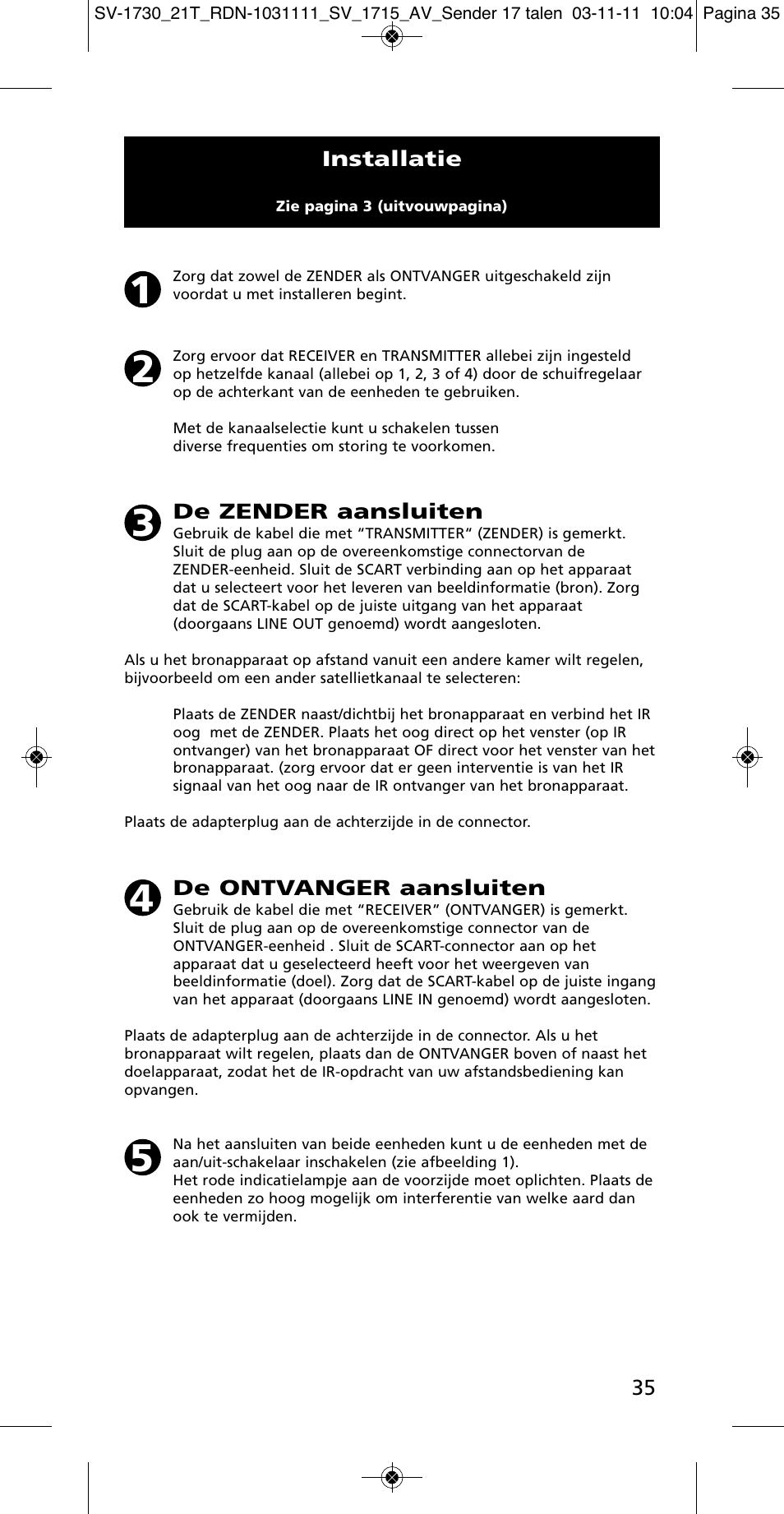 One for All SV 1730 Wireless 5.8 Ghz TV Sender User Manual | Page 34 / 111