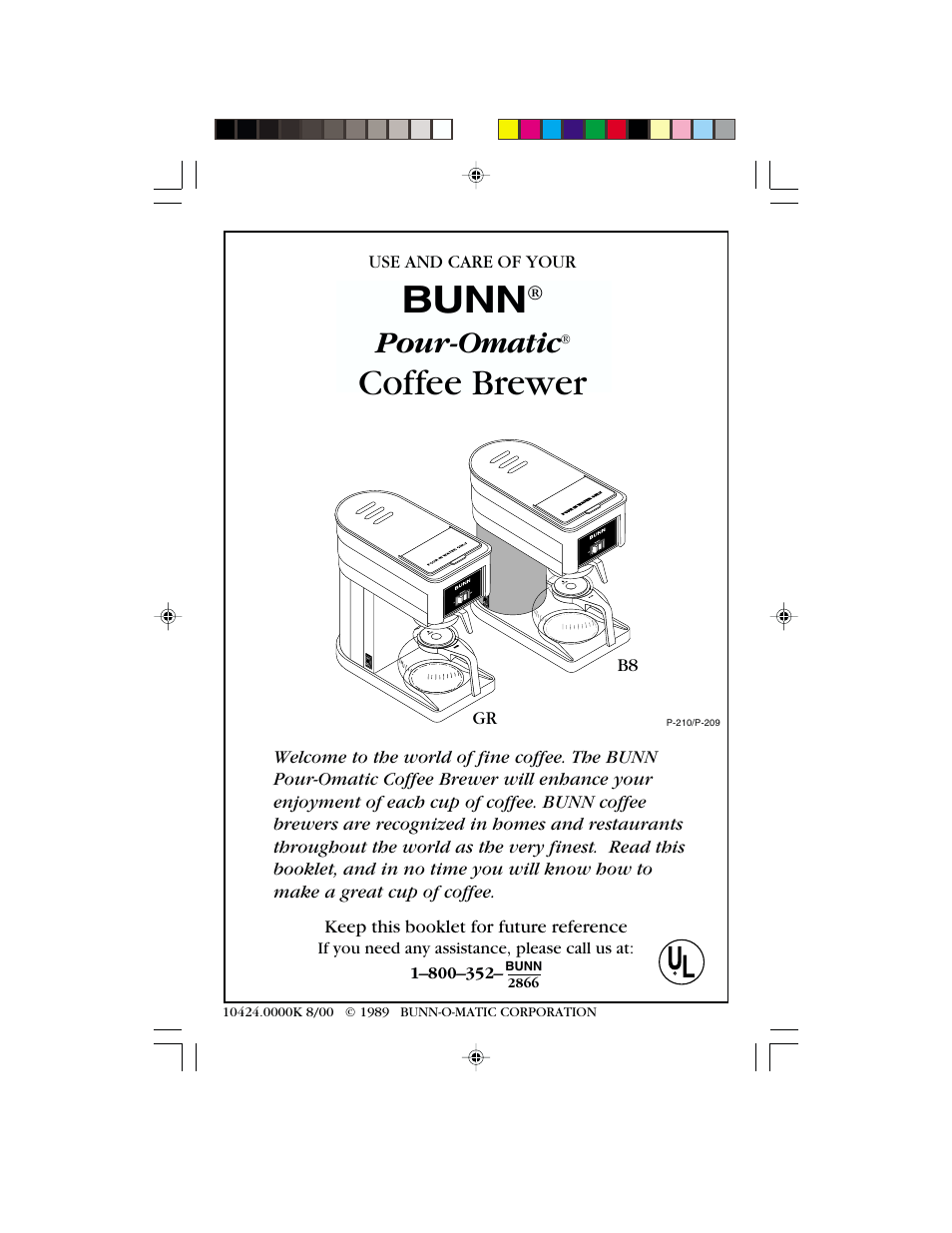Bunn B8 User Manual | 12 pages