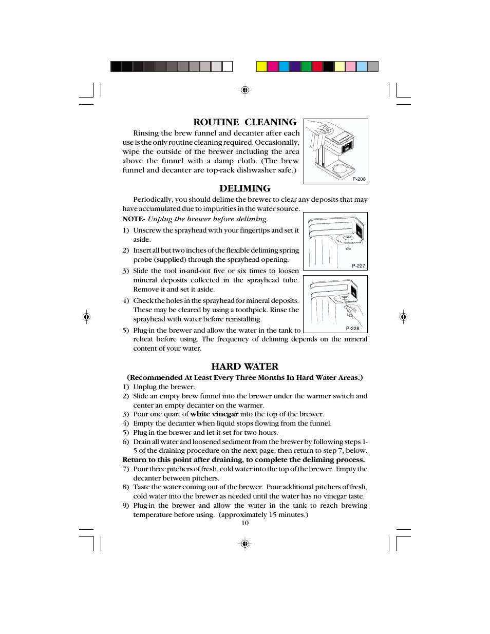 Routine cleaning, Deliming, Hard water | Bunn B8 User Manual | Page 10 / 12