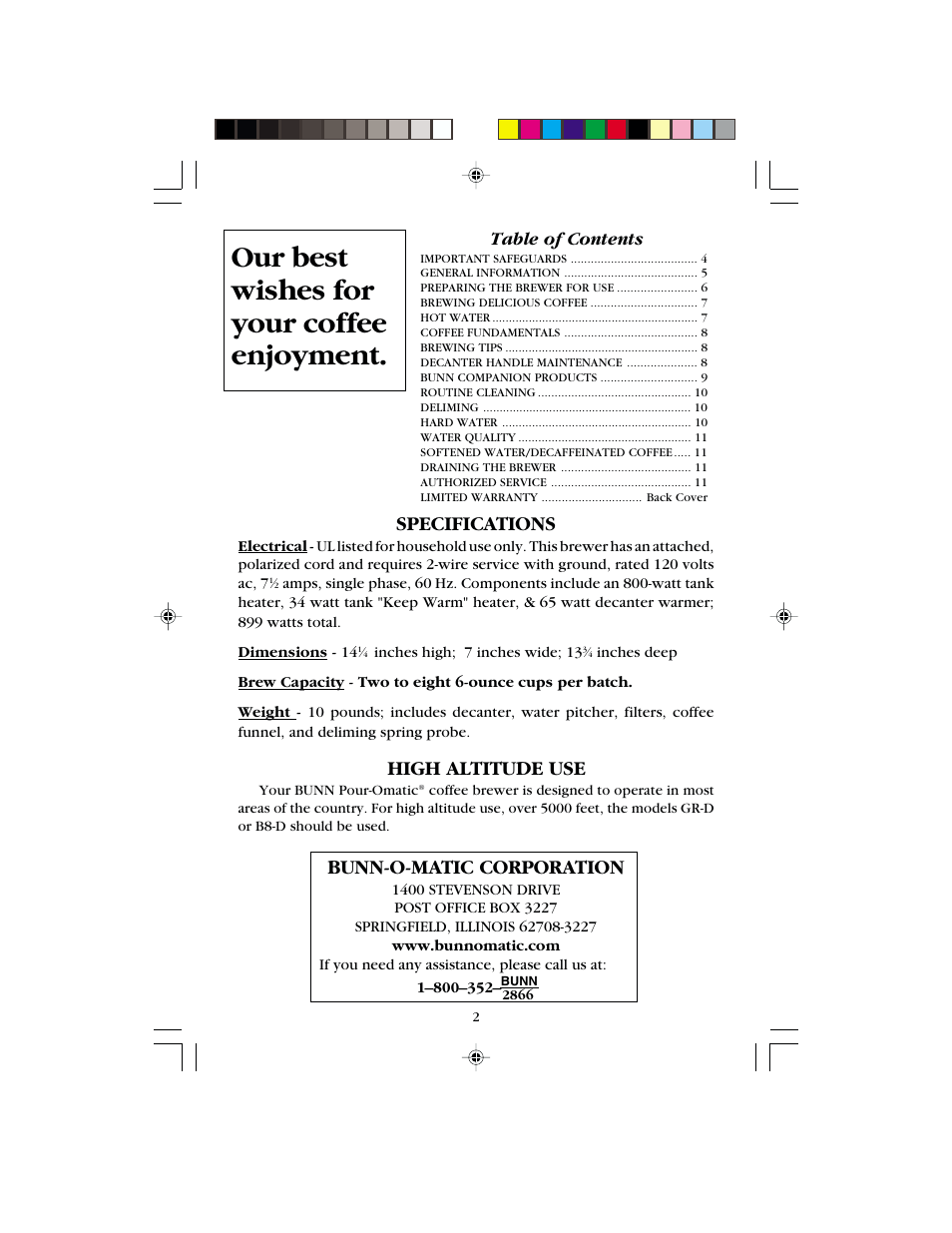 Bunn B8 User Manual | Page 2 / 12