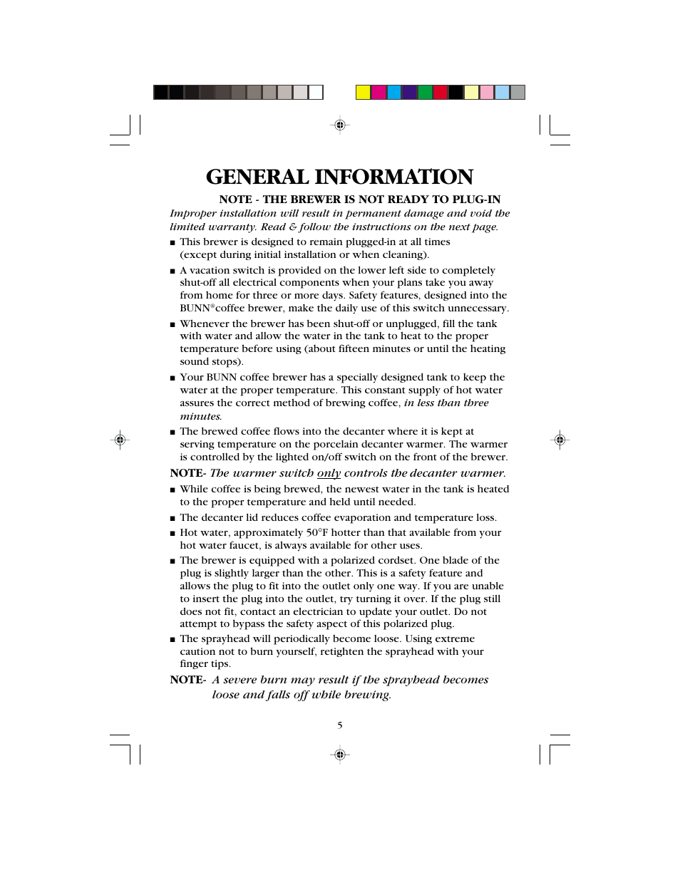 General information | Bunn B8 User Manual | Page 5 / 12