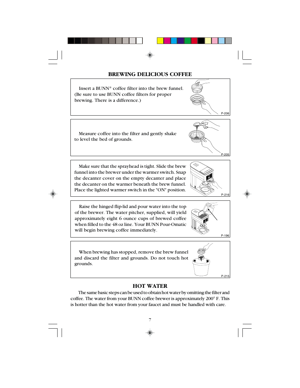 48 oz, Brewing delicious coffee, Hot water | Bunn B8 User Manual | Page 7 / 12