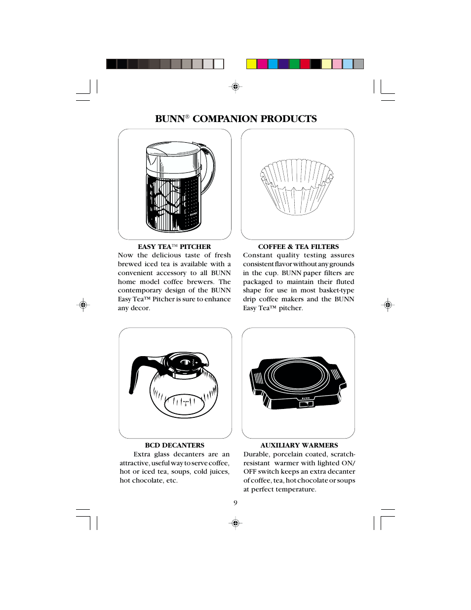 Bunn, Companion products | Bunn B8 User Manual | Page 9 / 12
