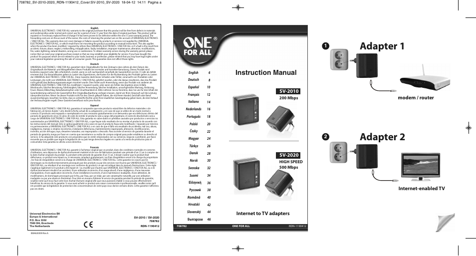 One for All SV 2010 Internet to TV Link 200Mbps User Manual | 50 pages