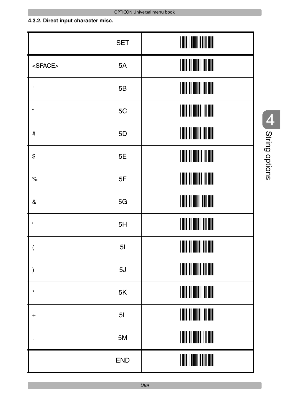 Opticon XPT 3125 Universal menubook User Manual | Page 106 / 151