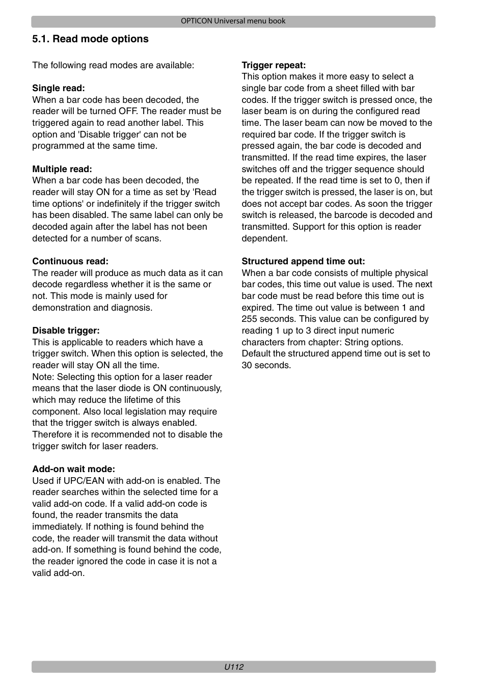 Opticon XPT 3125 Universal menubook User Manual | Page 119 / 151