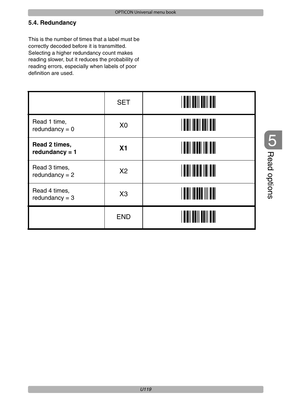 Opticon XPT 3125 Universal menubook User Manual | Page 126 / 151