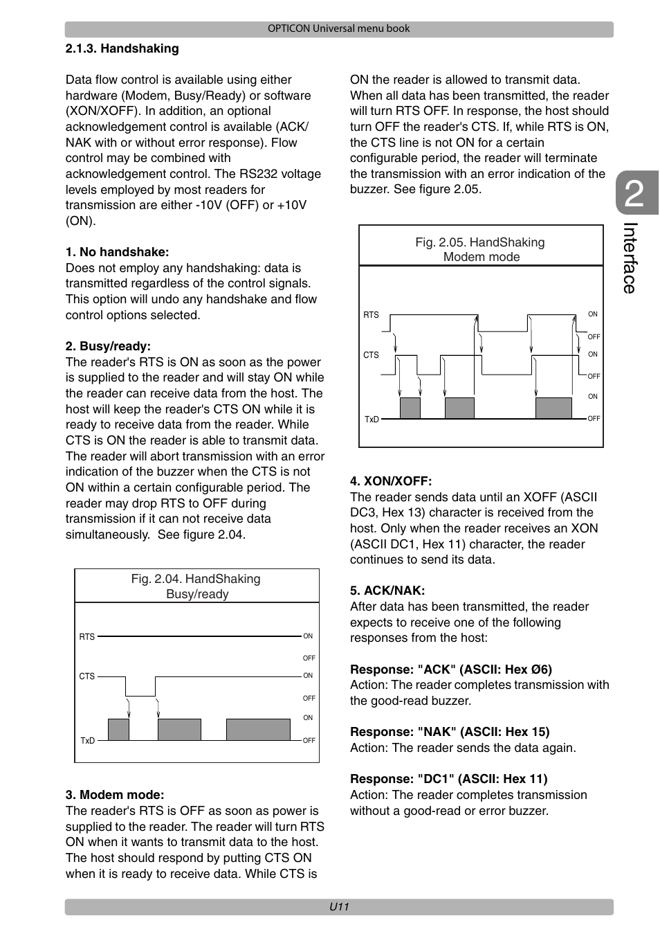 Interf ace | Opticon XPT 3125 Universal menubook User Manual | Page 18 / 151