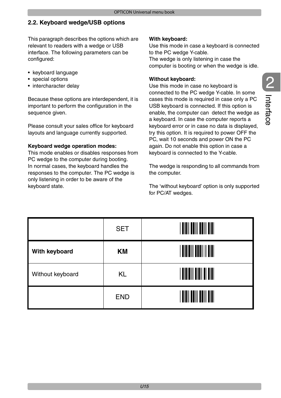 Opticon XPT 3125 Universal menubook User Manual | Page 22 / 151