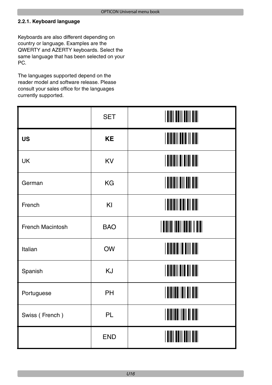 Opticon XPT 3125 Universal menubook User Manual | Page 23 / 151