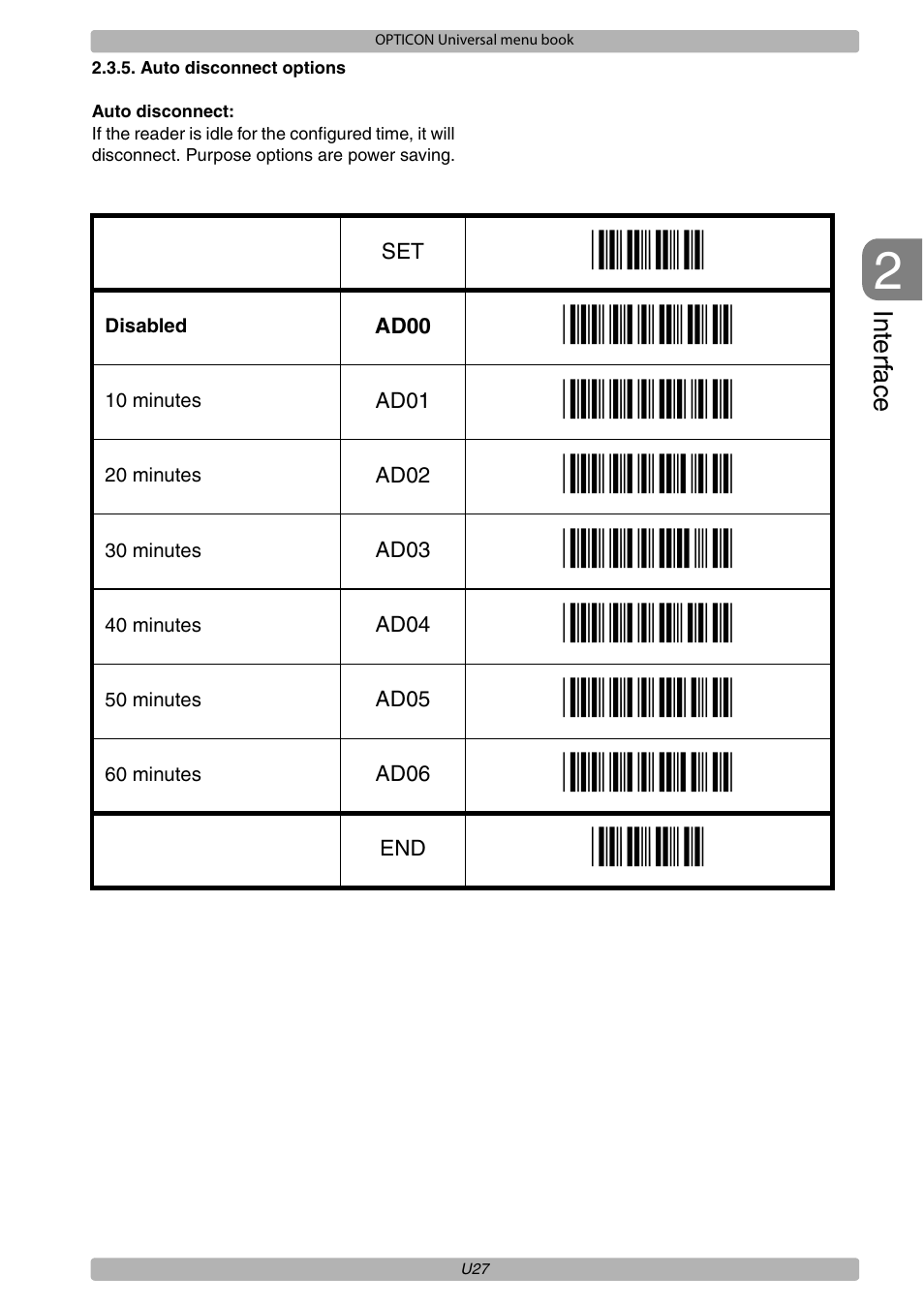 Ad00, Ad01, Ad02 | Ad03, Ad04, Ad05, Ad06 | Opticon XPT 3125 Universal menubook User Manual | Page 34 / 151