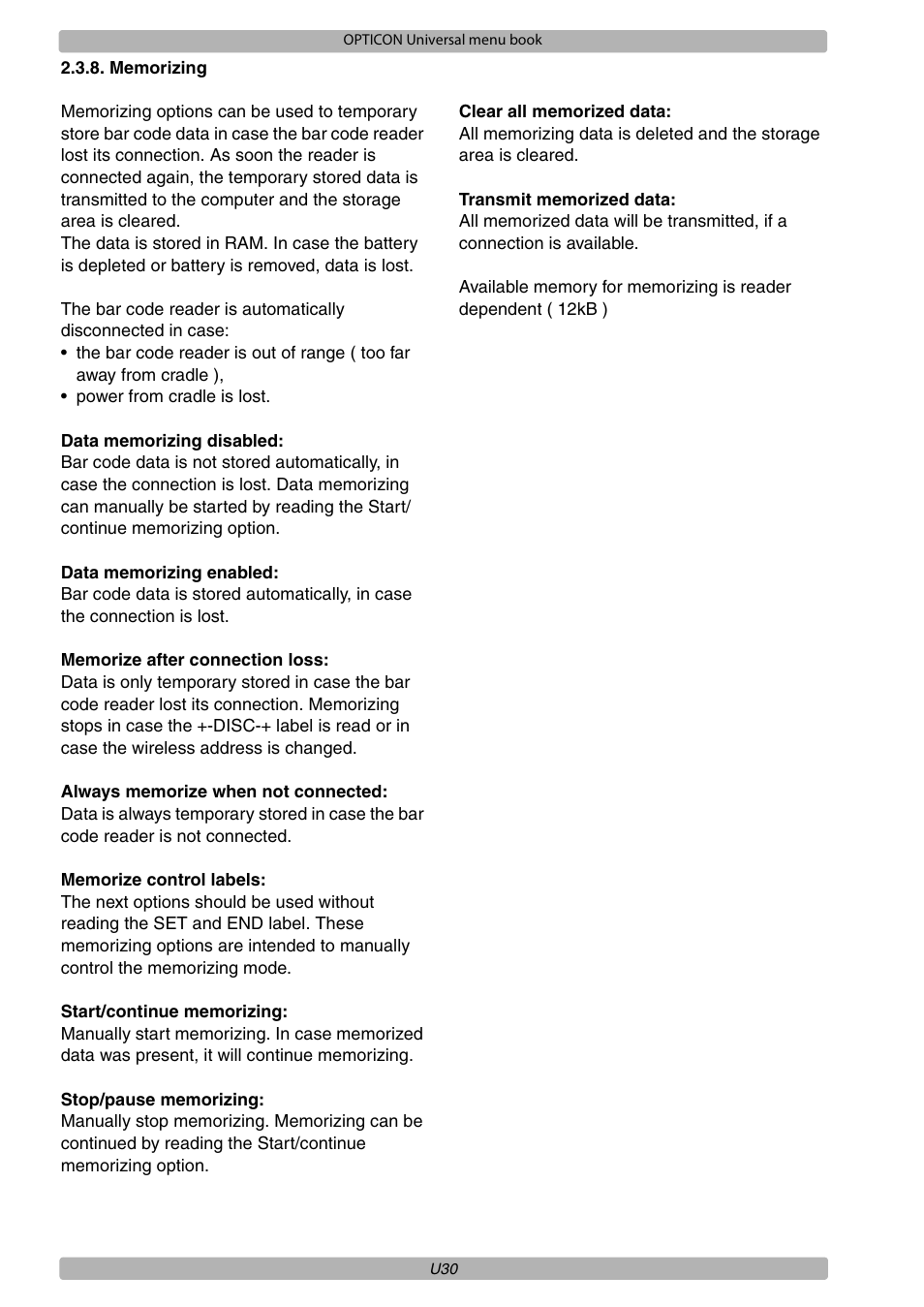 Opticon XPT 3125 Universal menubook User Manual | Page 37 / 151
