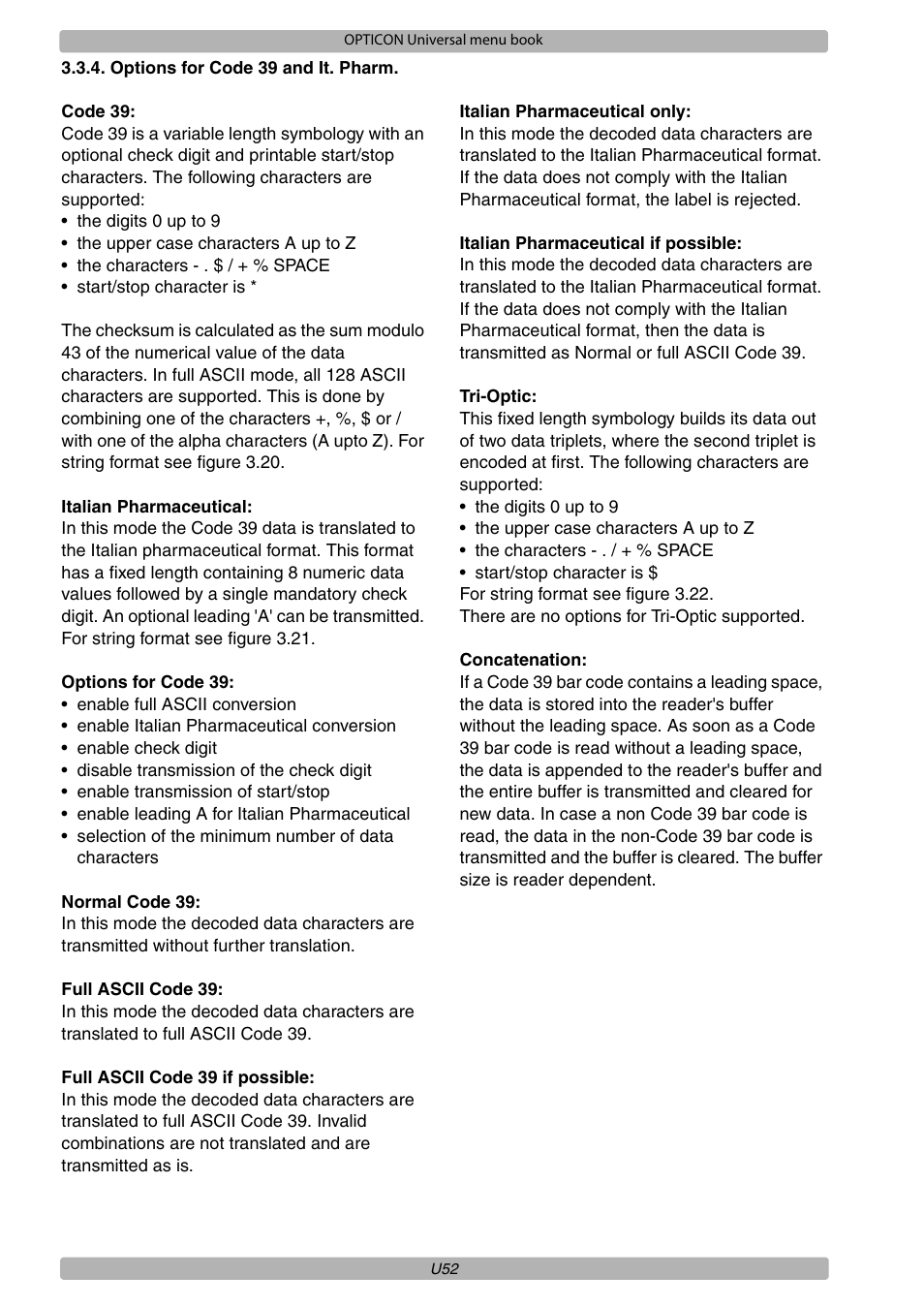 Opticon XPT 3125 Universal menubook User Manual | Page 59 / 151