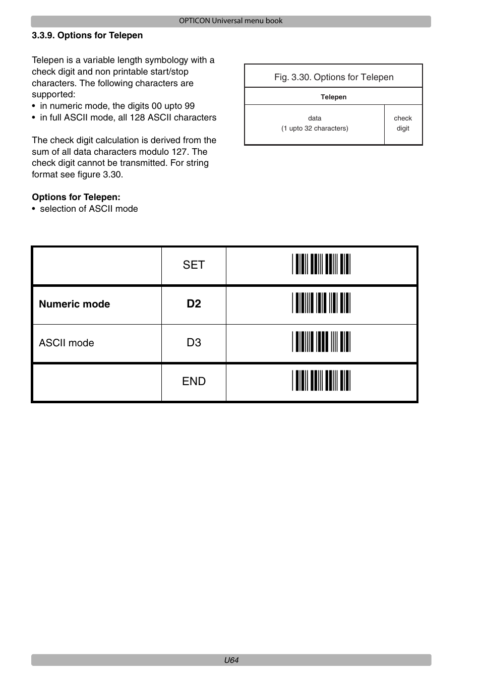 Opticon XPT 3125 Universal menubook User Manual | Page 71 / 151
