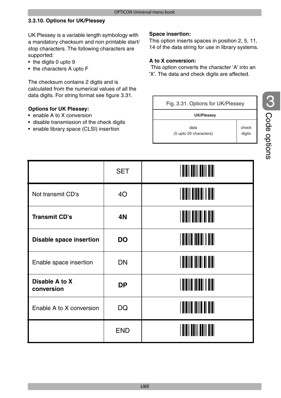 Opticon XPT 3125 Universal menubook User Manual | Page 72 / 151