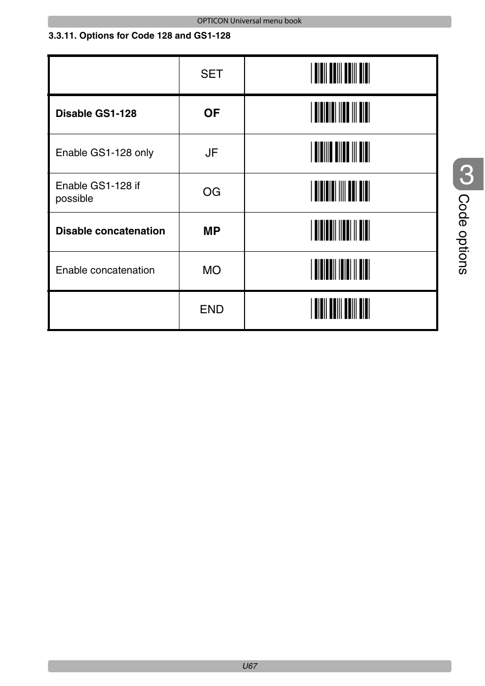 Opticon XPT 3125 Universal menubook User Manual | Page 74 / 151