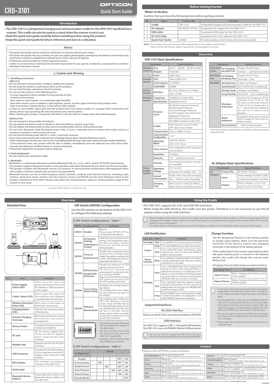 Opticon CRD 3301 User Manual | 4 pages