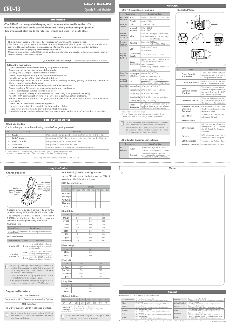 Crd-13, Quick start guide | Opticon CRD 13 User Manual | Page 3 / 4