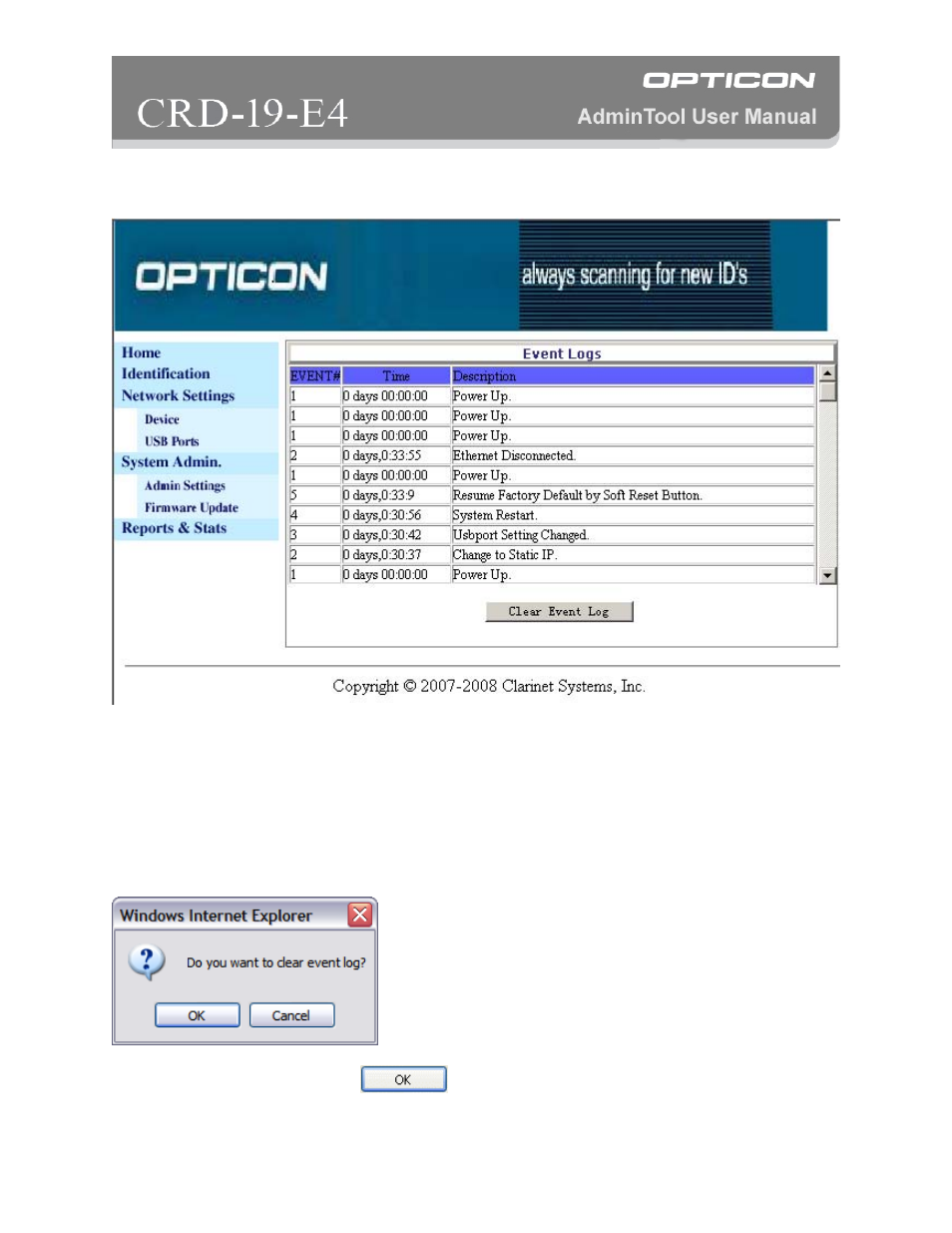 Reports & stats | Opticon CRD 19 E4 AdminTool User Manual | Page 11 / 11