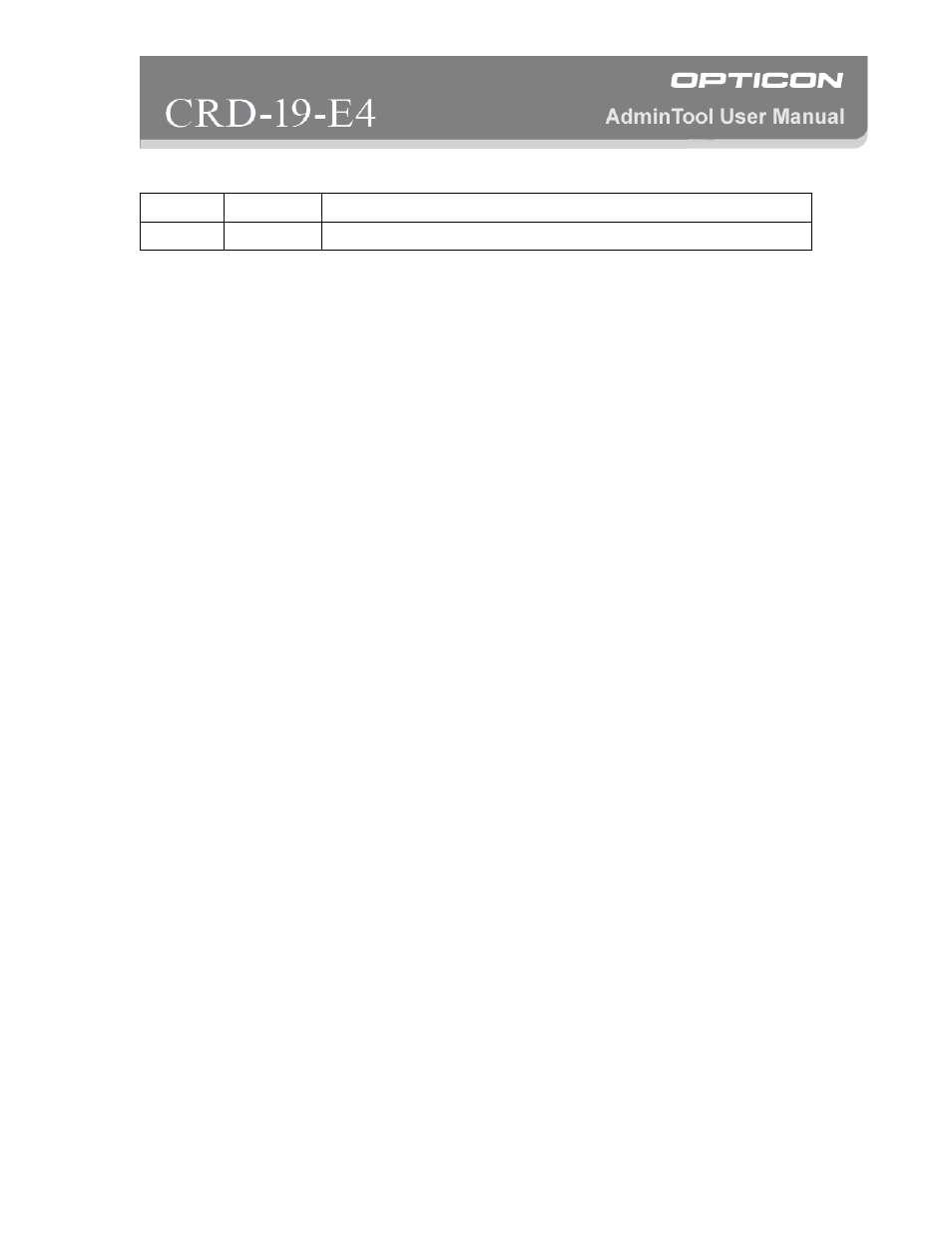 Publication revision no. control table | Opticon CRD 19 E4 AdminTool User Manual | Page 2 / 11