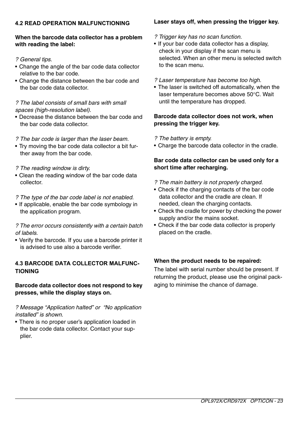 Opticon CRD 972X User Manual | Page 23 / 23