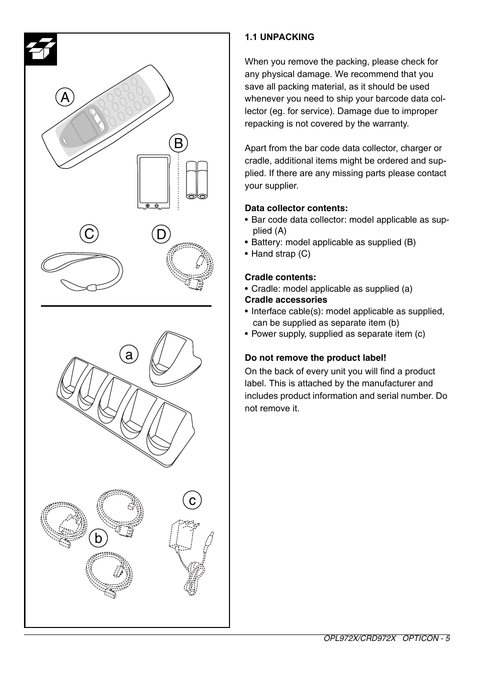 Opticon CRD 972X User Manual | Page 5 / 23