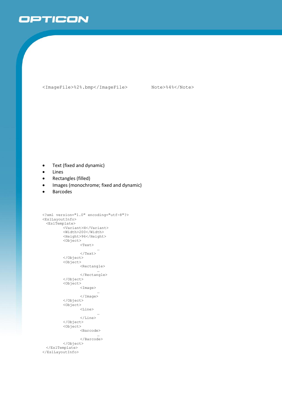 A.2. editing the image layout template, Editing the image layout template | Opticon ESL User Manual | Page 34 / 40