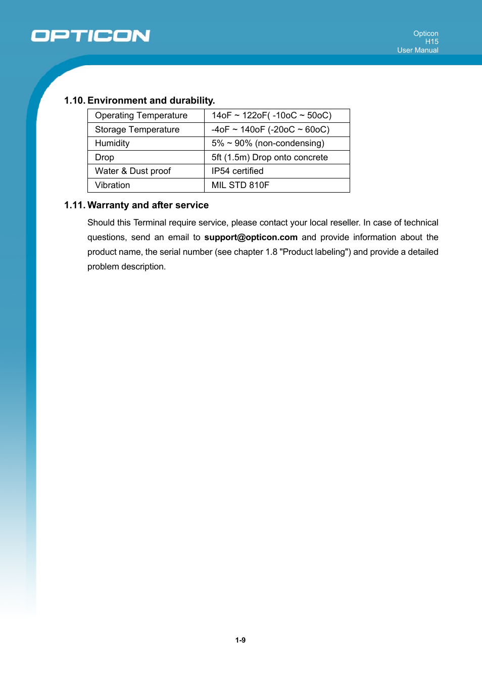 Opticon H15 User Manual User Manual | Page 16 / 101