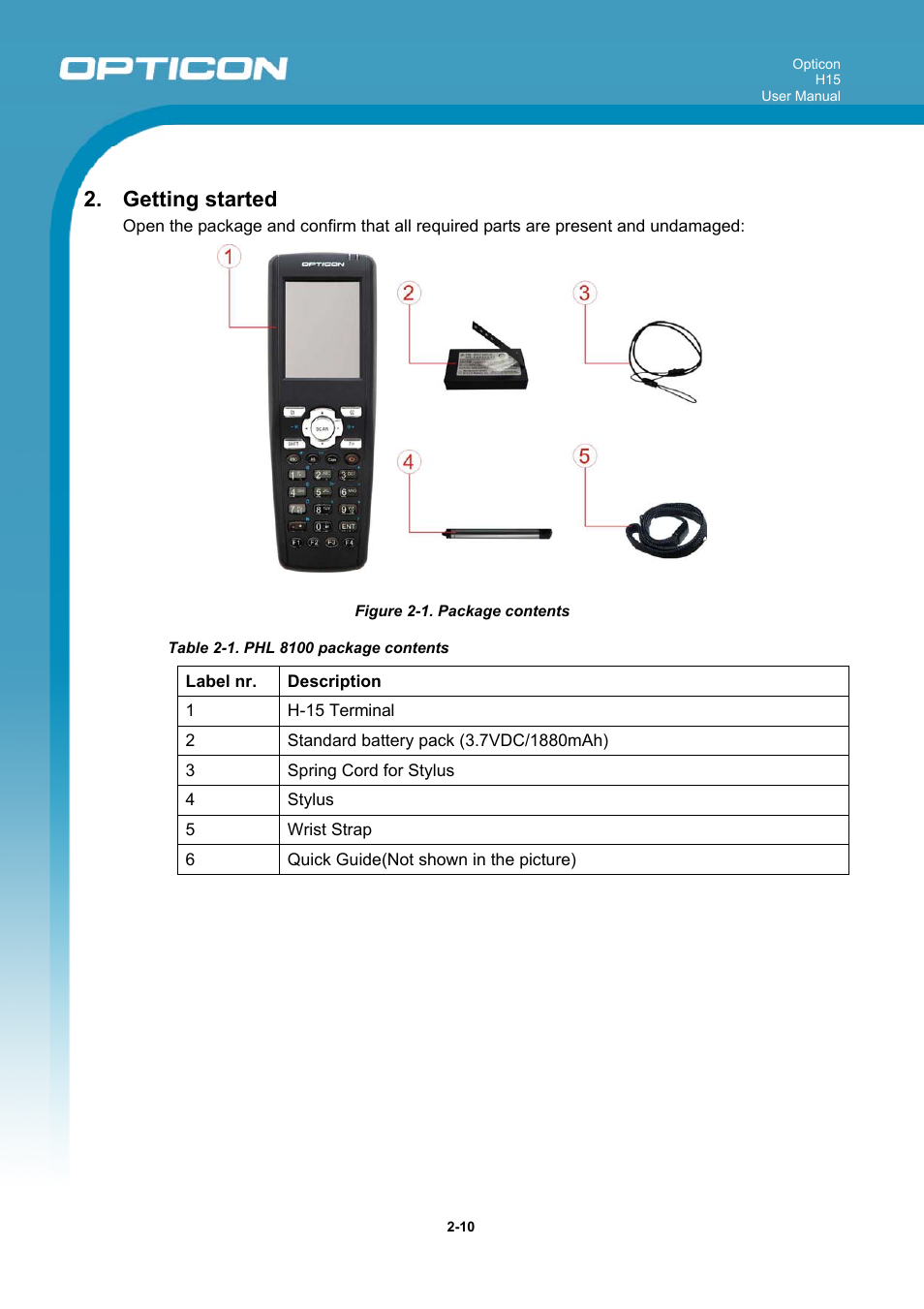Getting started | Opticon H15 User Manual User Manual | Page 17 / 101