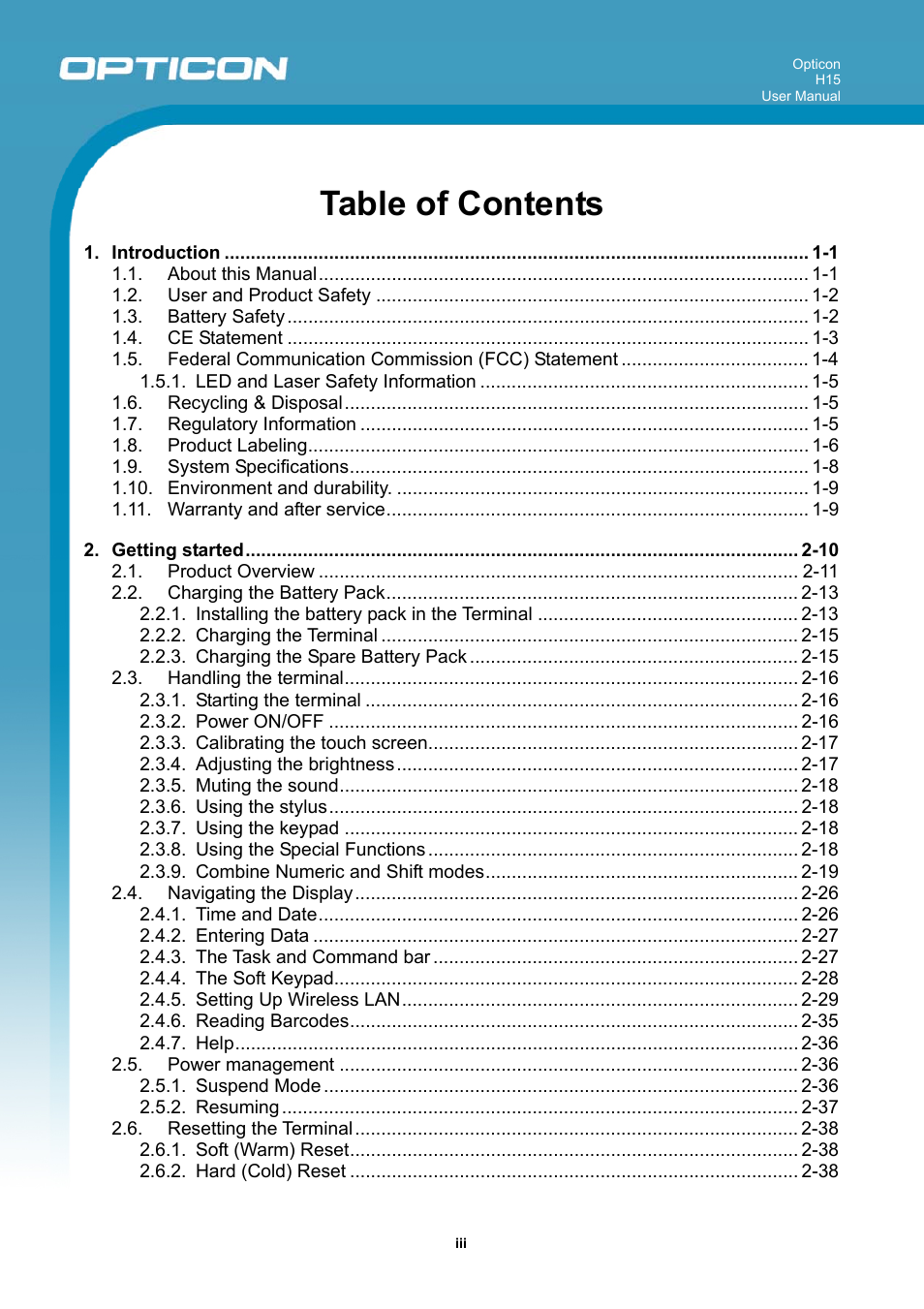 Opticon H15 User Manual User Manual | Page 3 / 101