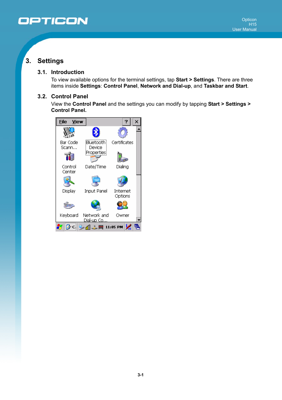 Settings | Opticon H15 User Manual User Manual | Page 46 / 101