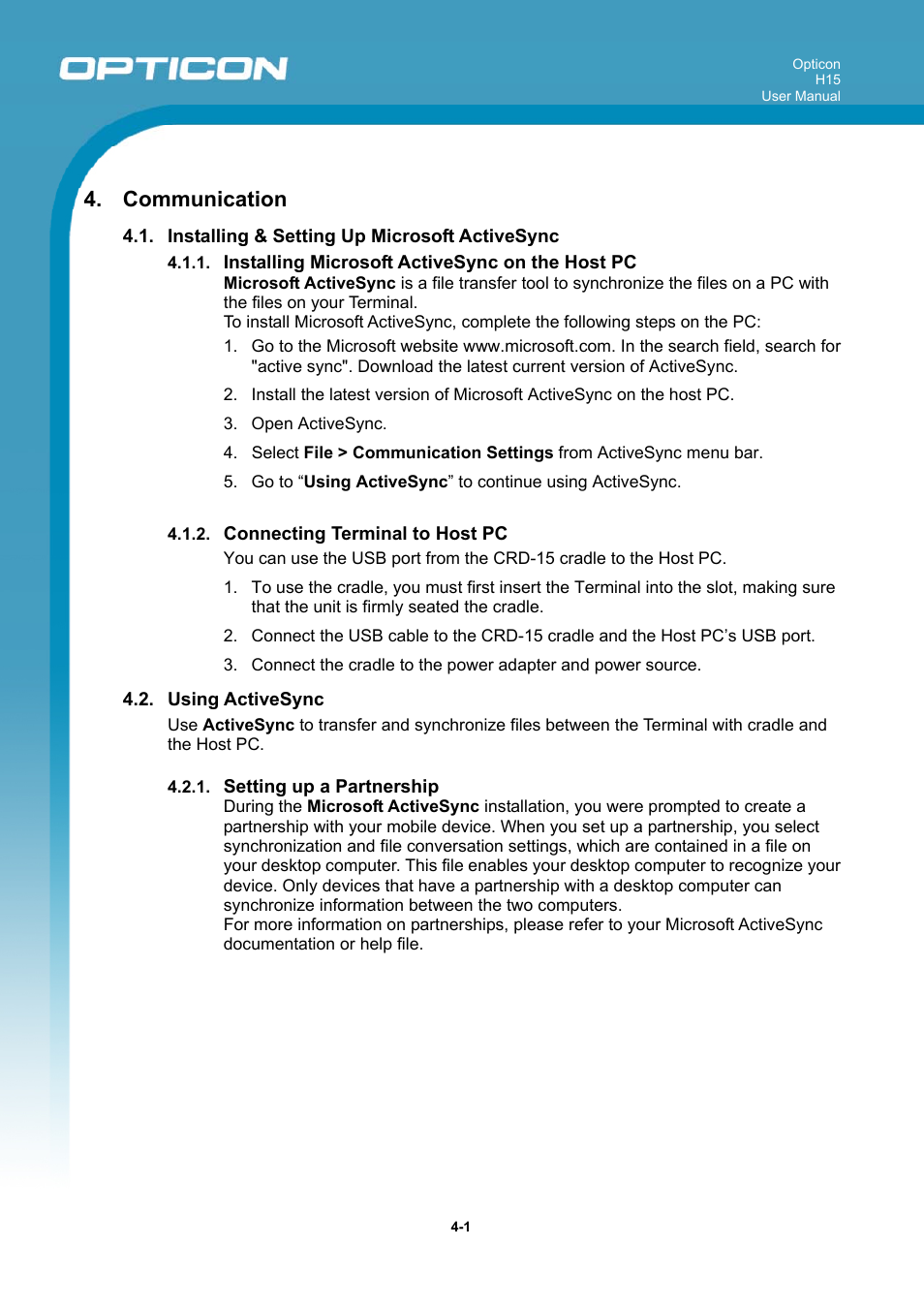Communication | Opticon H15 User Manual User Manual | Page 81 / 101