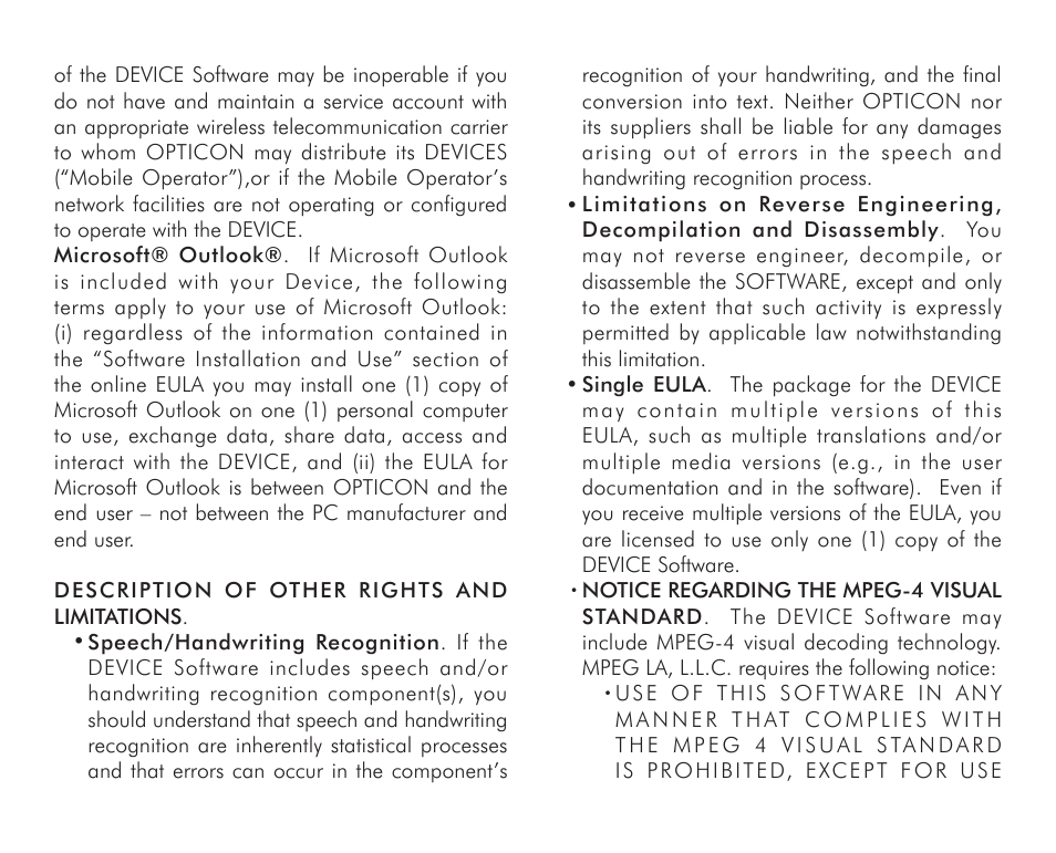 Opticon H16 End User License Agreement for Microsoft Software User Manual | Page 2 / 8